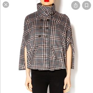 Wool Plaid poncho/cape